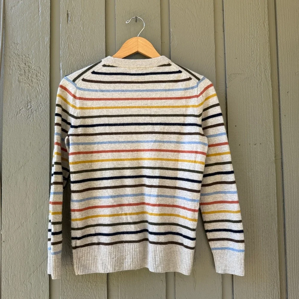 Crewcuts Striped Cashmere Sweater Kids XL 12/14 Multi Color Crewneck Oatmeal